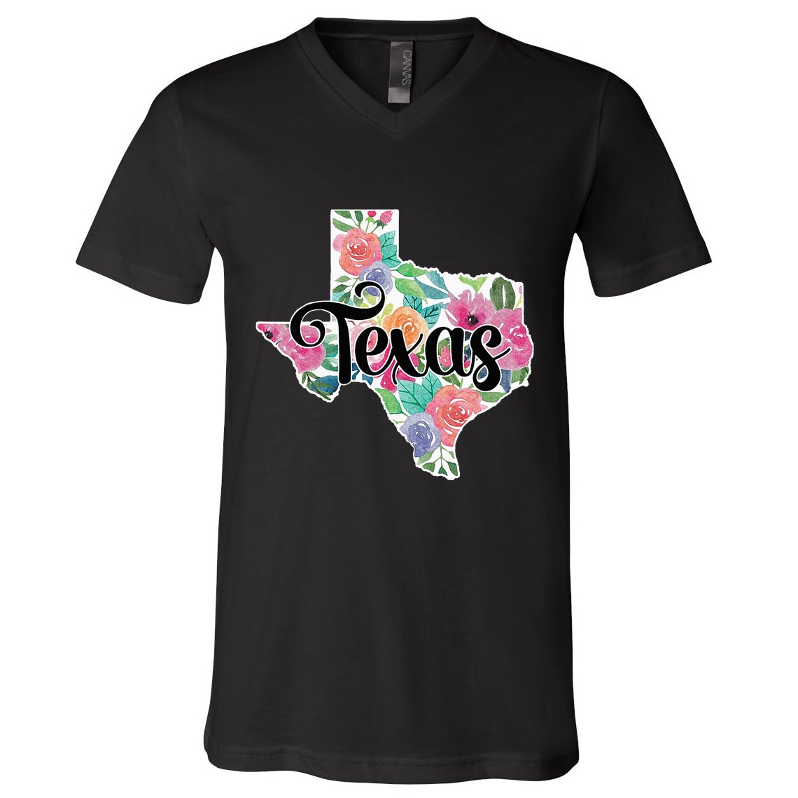 Texas Home State Pride Floral Vintage Texas V-Neck T-Shirt
