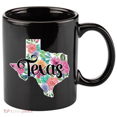 Texas Home State Pride Floral Vintage Texas 11oz C Handle Ceramic Mug