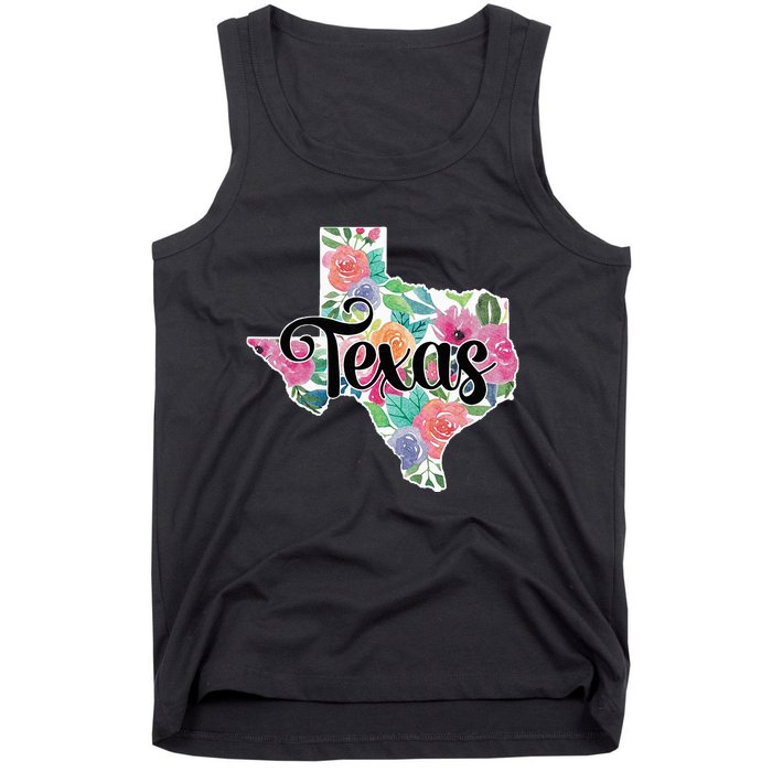 Texas Home State Pride Floral Vintage Texas Tank Top