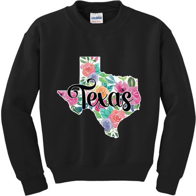 Texas Home State Pride Floral Vintage Texas Kids Sweatshirt