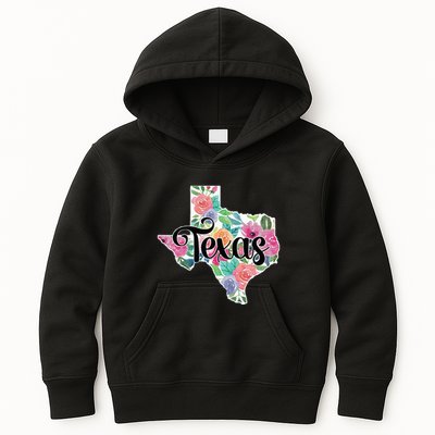 Texas Home State Pride Floral Vintage Texas Kids Hoodie