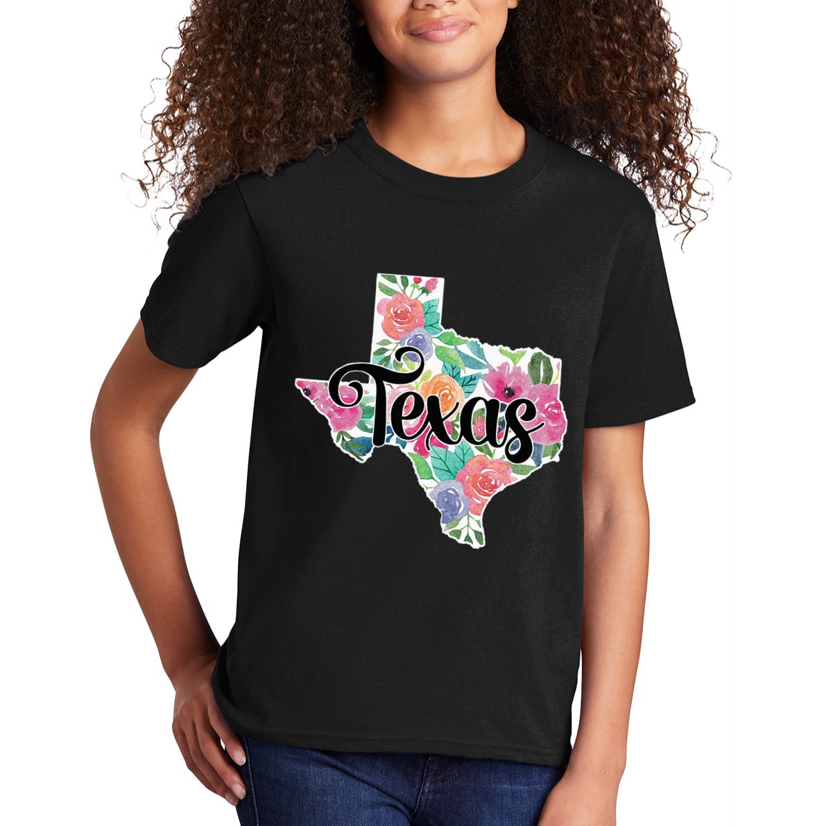 Texas Home State Pride Floral Vintage Texas Kids T-Shirt