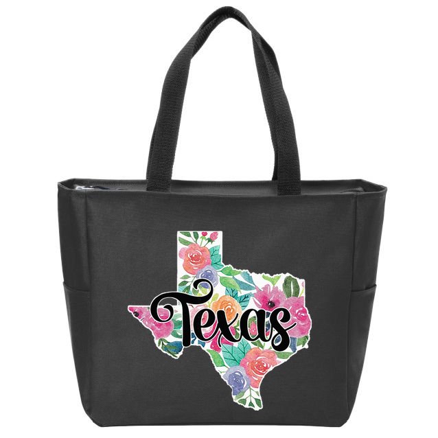 Texas Home State Pride Floral Vintage Texas Zip Tote Bag