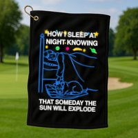 Thegoodshirts How Sleep At Night Knowing That Someday The Sun Will Explode Golf Towel
