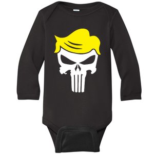 Trump Hair Skull Halloween Baby Long Sleeve Bodysuit