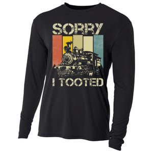 Train Humor Saying Funny Railroad Sorry I Tooted Cooling Performance Long Sleeve Crew