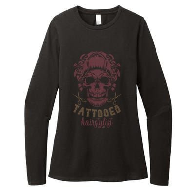 Tattooed Hair Stylist Inked Hairdresser Skull Hairstylist Funny Gift Womens CVC Long Sleeve Shirt