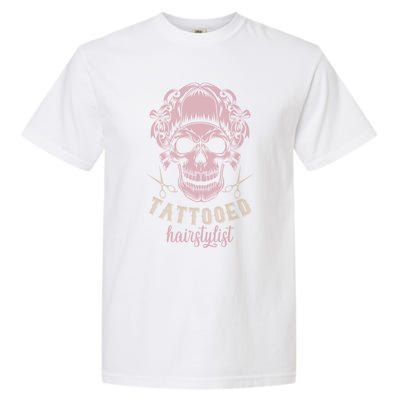 Tattooed Hair Stylist Inked Hairdresser Skull Hairstylist Funny Gift Garment-Dyed Heavyweight T-Shirt