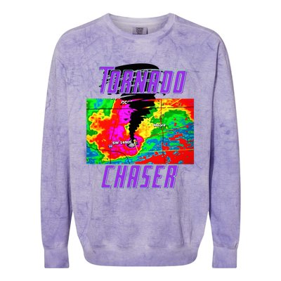 Tornado Hunter Storm Chaser Chasing Tornados F5 Map Colorblast Crewneck Sweatshirt