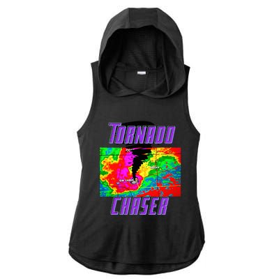 Tornado Hunter Storm Chaser Chasing Tornados F5 Map Ladies PosiCharge Tri-Blend Wicking Draft Hoodie Tank