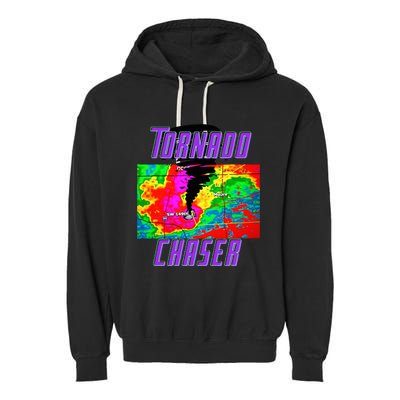 Tornado Hunter Storm Chaser Chasing Tornados F5 Map Garment-Dyed Fleece Hoodie