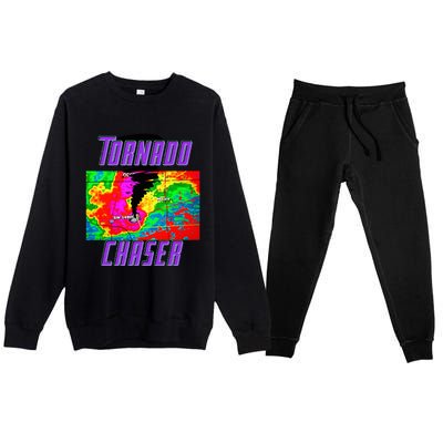 Tornado Hunter Storm Chaser Chasing Tornados F5 Map Premium Crewneck Sweatsuit Set