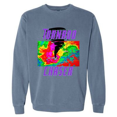 Tornado Hunter Storm Chaser Chasing Tornados F5 Map Garment-Dyed Sweatshirt