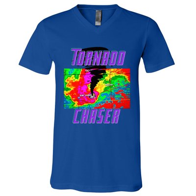 Tornado Hunter Storm Chaser Chasing Tornados F5 Map V-Neck T-Shirt