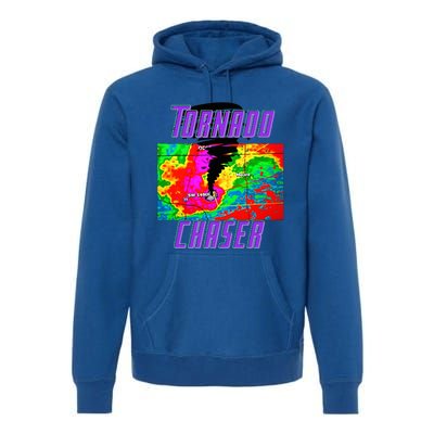 Tornado Hunter Storm Chaser Chasing Tornados F5 Map Premium Hoodie