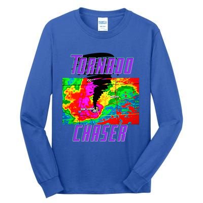 Tornado Hunter Storm Chaser Chasing Tornados F5 Map Tall Long Sleeve T-Shirt