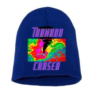 Tornado Hunter Storm Chaser Chasing Tornados F5 Map Short Acrylic Beanie