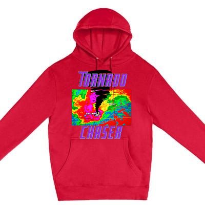 Tornado Hunter Storm Chaser Chasing Tornados F5 Map Premium Pullover Hoodie