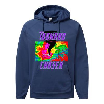 Tornado Hunter Storm Chaser Chasing Tornados F5 Map Performance Fleece Hoodie