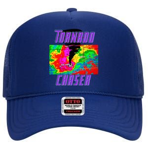 Tornado Hunter Storm Chaser Chasing Tornados F5 Map High Crown Mesh Back Trucker Hat