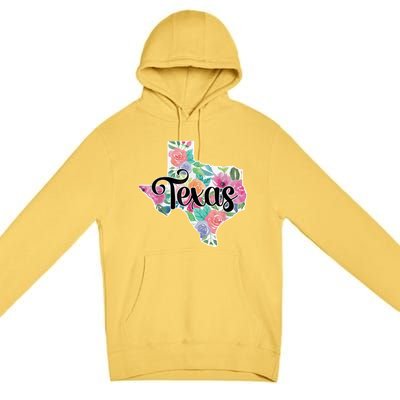 Texas Home State Pride Floral Vintage Texas Retro Flowers Premium Pullover Hoodie