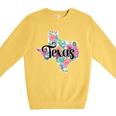 Texas Home State Pride Floral Vintage Texas Retro Flowers Premium Crewneck Sweatshirt