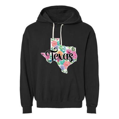 Texas Home State Pride Floral Vintage Texas Retro Flowers Garment-Dyed Fleece Hoodie