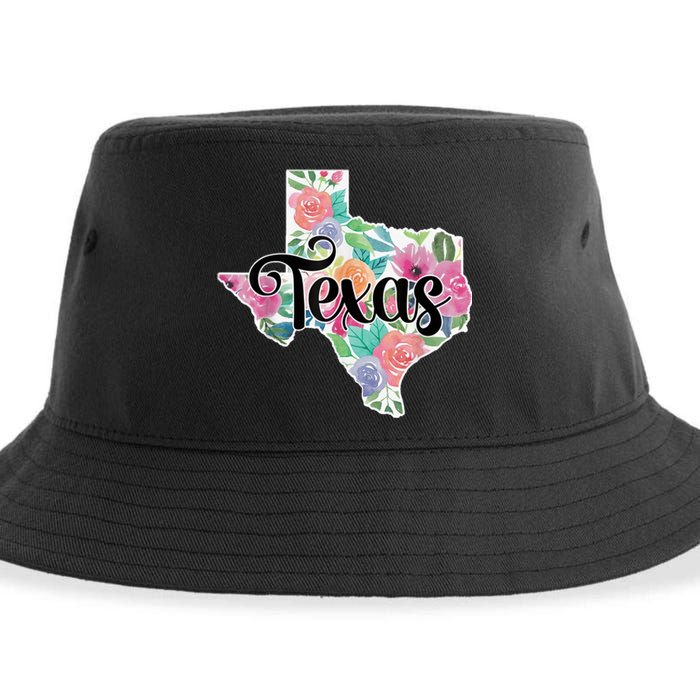 Texas Home State Pride Floral Vintage Texas Retro Flowers Sustainable Bucket Hat