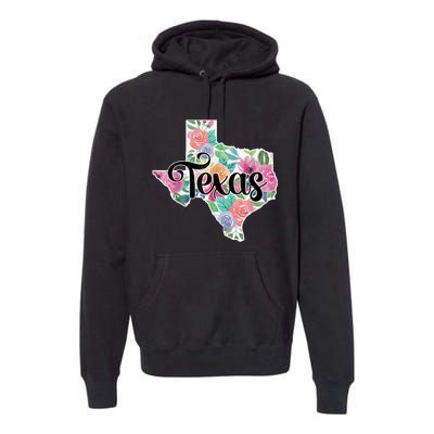 Texas Home State Pride Floral Vintage Texas Retro Flowers Premium Hoodie