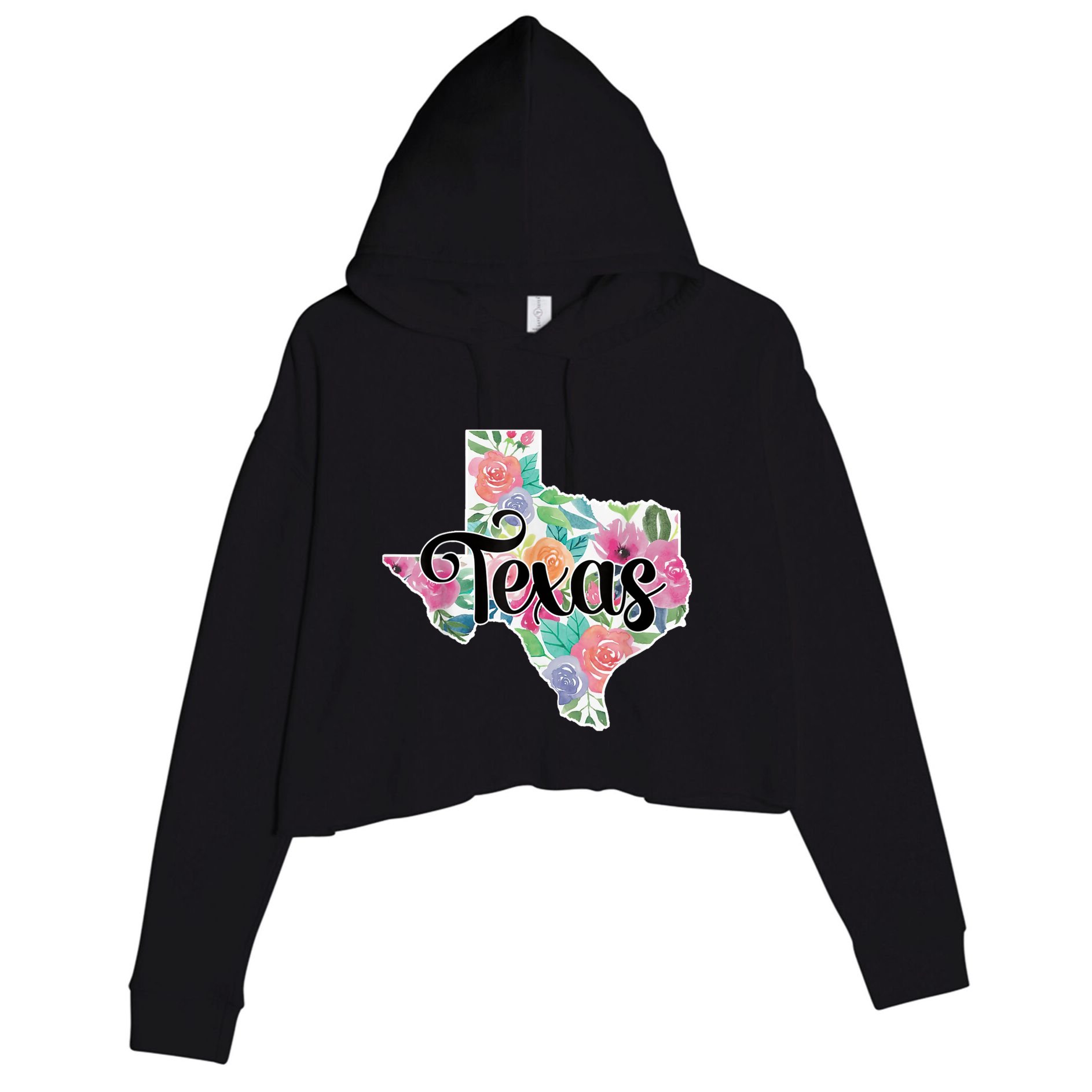 Texas Home State Pride Floral Vintage Texas Retro Flowers Crop Fleece Hoodie