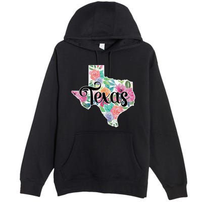 Texas Home State Pride Floral Vintage Texas Retro Flowers Premium Pullover Hoodie