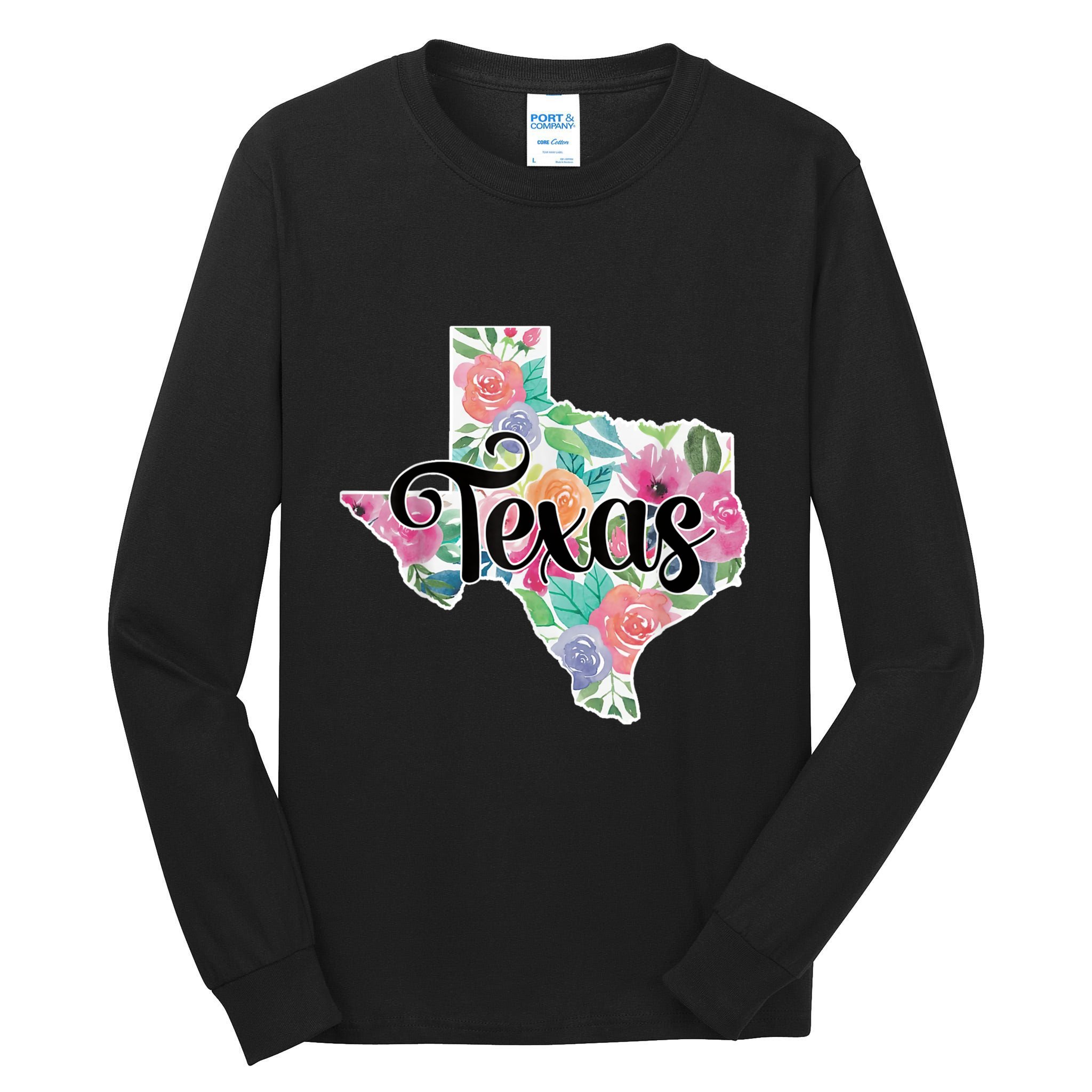 Texas Home State Pride Floral Vintage Texas Retro Flowers Tall Long Sleeve T-Shirt