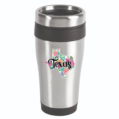 Texas Home State Pride Floral Vintage Texas Retro Flowers 16oz Travel Tumbler