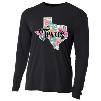 Texas Home State Pride Floral Vintage Texas Retro Flowers Cooling Performance Long Sleeve Crew