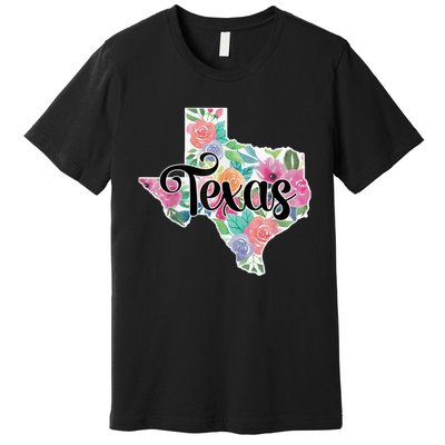 Texas Home State Pride Floral Vintage Texas Retro Flowers Premium T-Shirt