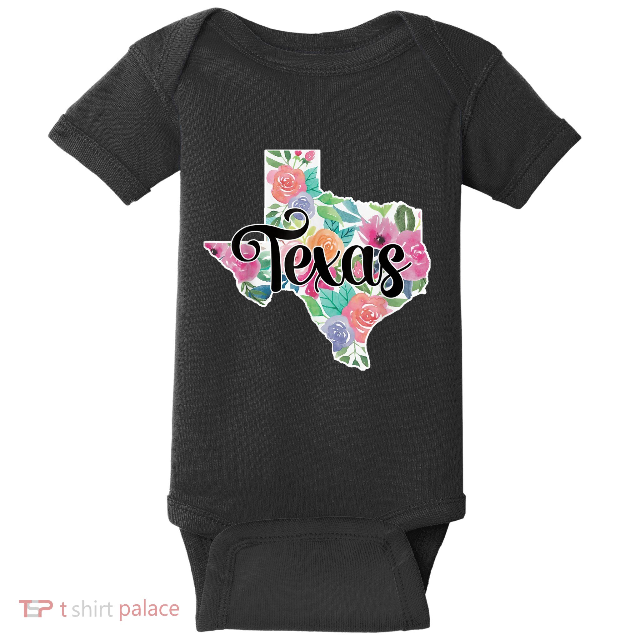 Texas Home State Pride Floral Vintage Texas Retro Flowers Baby Bodysuit