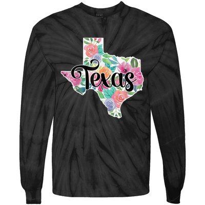 Texas Home State Pride Floral Vintage Texas Retro Flowers Tie-Dye Long Sleeve Shirt