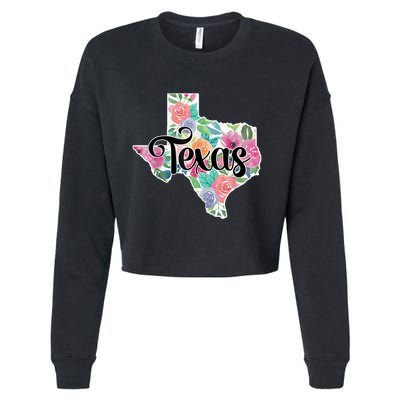 Texas Home State Pride Floral Vintage Texas Retro Flowers Cropped Pullover Crew