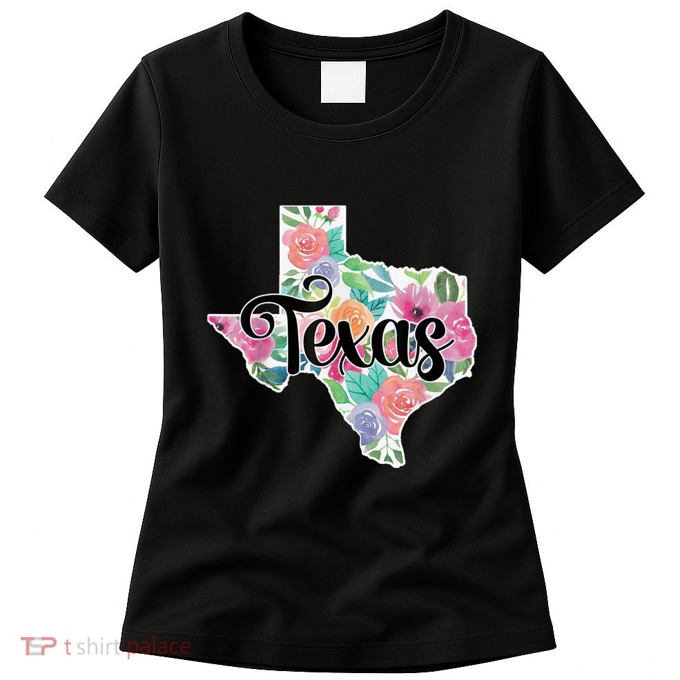 Texas Home State Pride Floral Vintage Texas Retro Flowers Womens T-Shirt