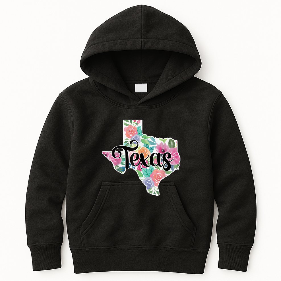 Texas Home State Pride Floral Vintage Texas Retro Flowers Kids Hoodie