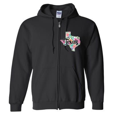 Texas Home State Pride Floral Vintage Texas Retro Flowers Full Zip Hoodie