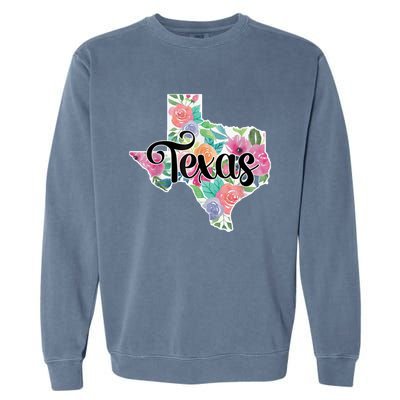 Texas Home State Pride Floral Vintage Texas Retro Flowers Garment-Dyed Sweatshirt