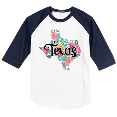 Texas Home State Pride Floral Vintage Texas Retro Flowers Baseball Sleeve Shirt