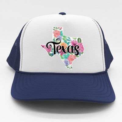 Texas Home State Pride Floral Vintage Texas Retro Flowers Trucker Hat