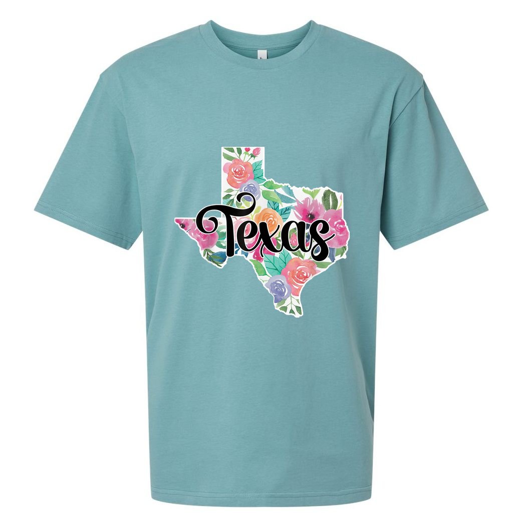 Texas Home State Pride Floral Vintage Texas Retro Flowers Sueded Cloud Jersey T-Shirt
