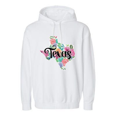 Texas Home State Pride Floral Vintage Texas Retro Flowers Garment-Dyed Fleece Hoodie