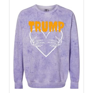 Trump Heart Skeleton Halloween Funny Skeleton Election 2024 Colorblast Crewneck Sweatshirt