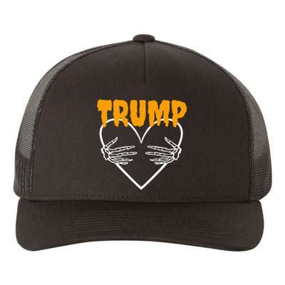 Trump Heart Skeleton Halloween Funny Skeleton Election 2024 Yupoong Adult 5-Panel Trucker Hat