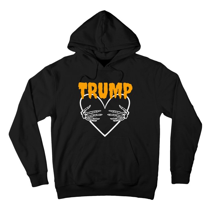 Trump Heart Skeleton Halloween Funny Skeleton Election 2024 Hoodie