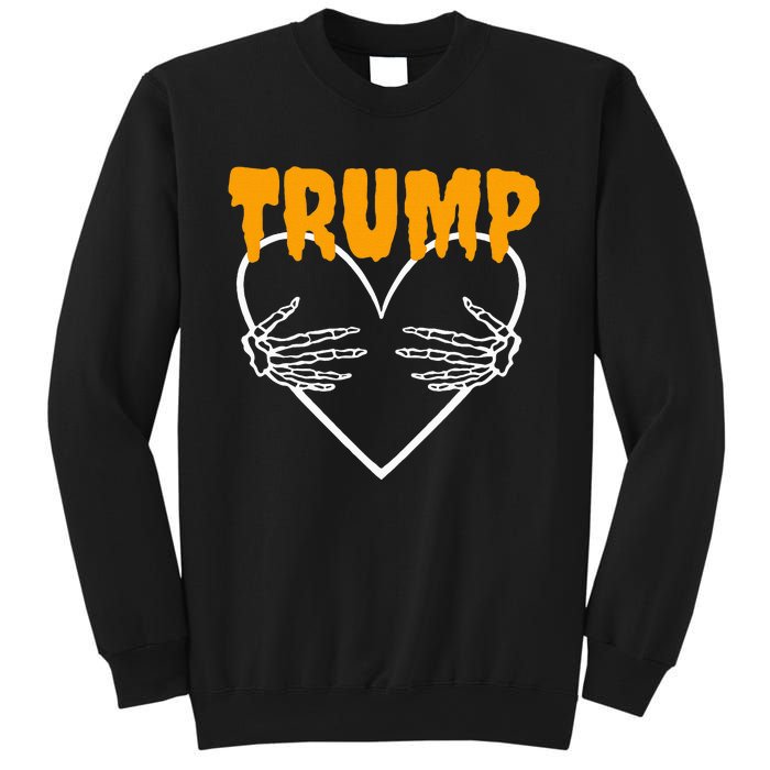 Trump Heart Skeleton Halloween Funny Skeleton Election 2024 Sweatshirt